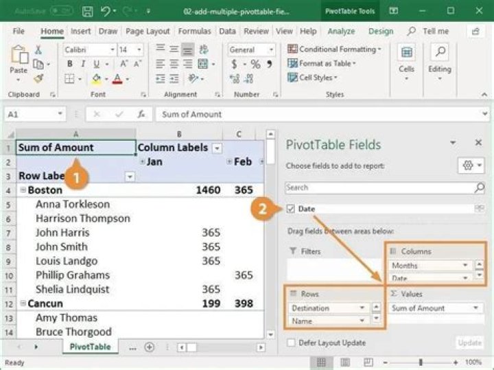 How do I combine values in a pivot table?