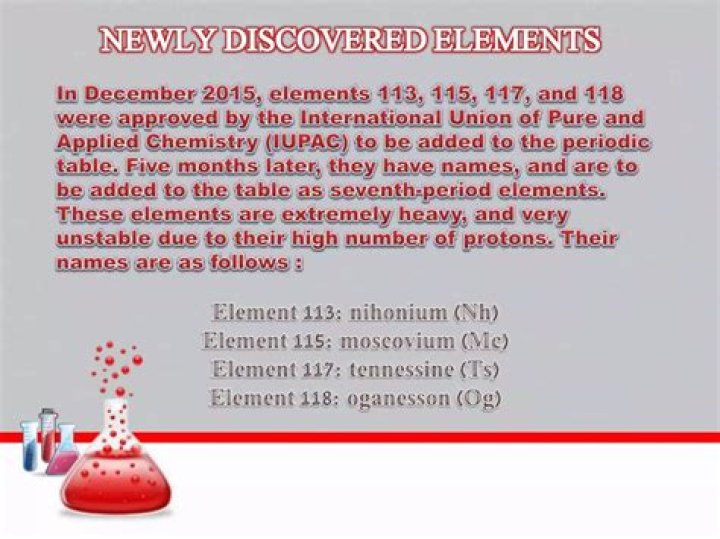 What are the newly discovered elements?