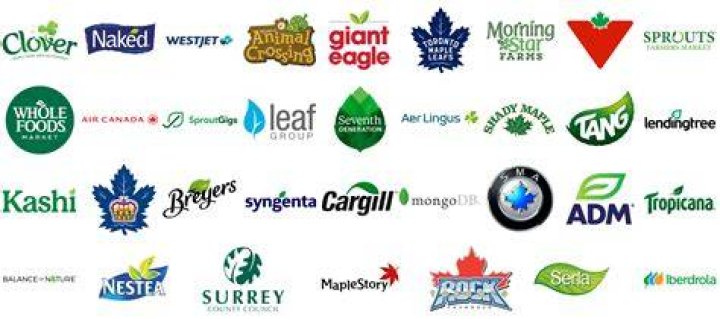 What brand has a red leaf logo?