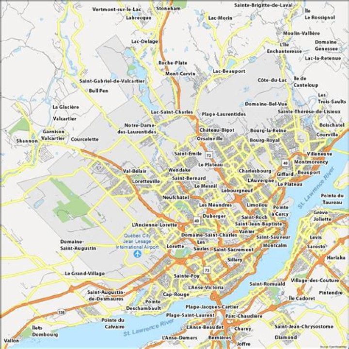 Where does Quebec City and Fredericton stop?